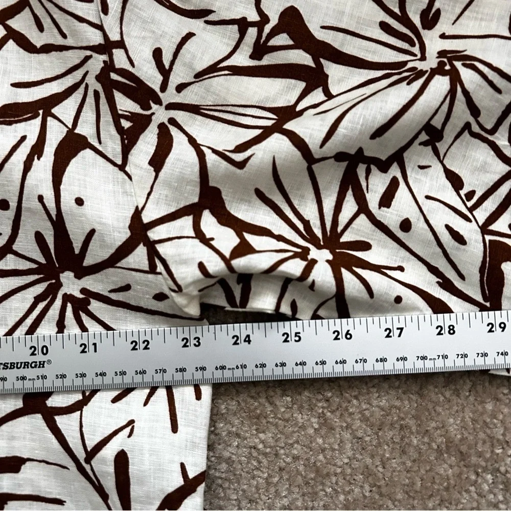 Magaschoni Linen Long Sleeve Button Down Crop Shirt - Picture 5 of 6